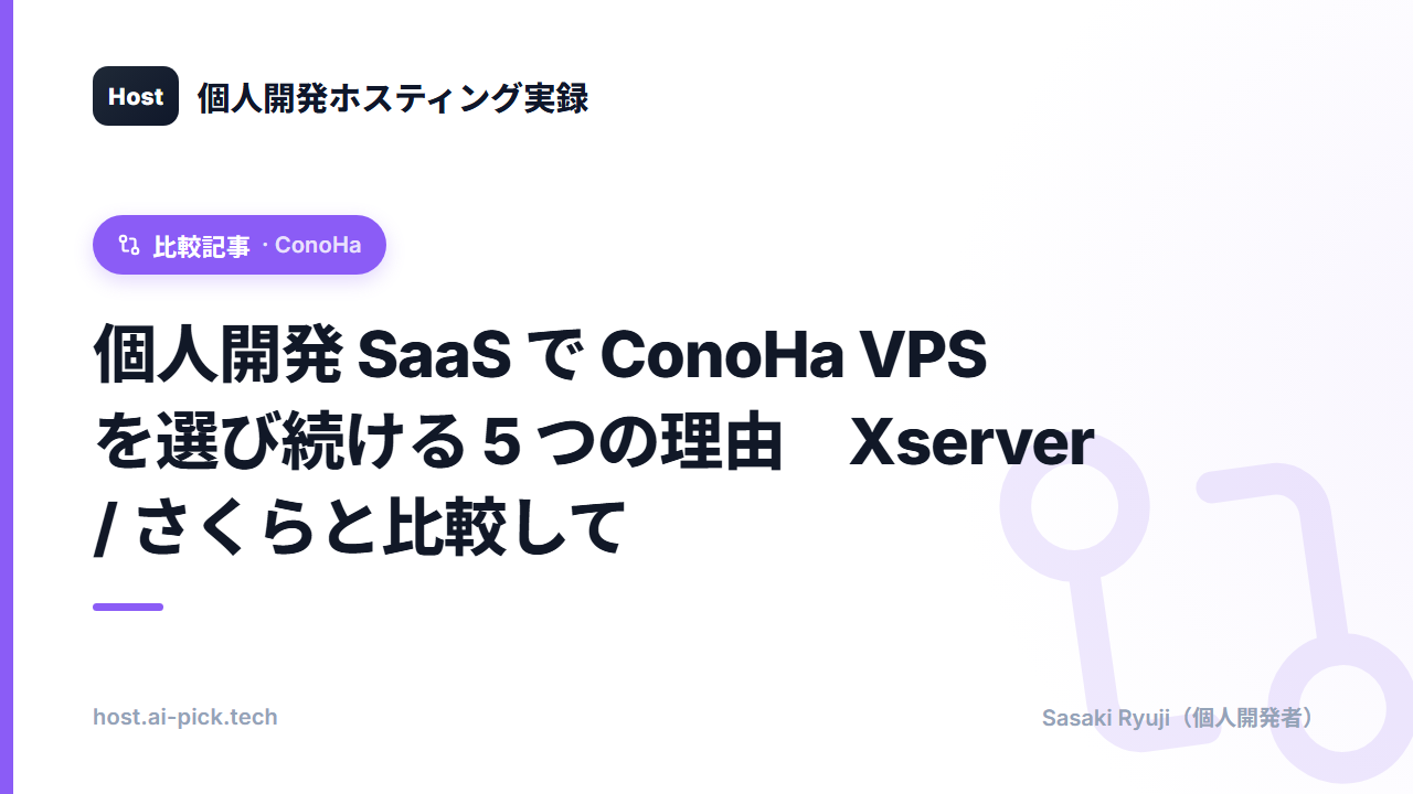 個人開発 SaaS で ConoHa VPS を選び続ける 5 つの理由 — Xserver / さくらと比較して