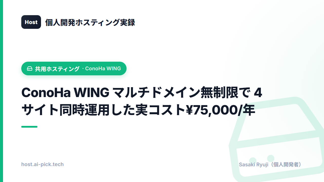 ConoHa WING マルチドメイン無制限で 4 サイト同時運用した実コスト¥75,000/年